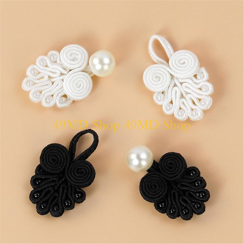 49MD Hand Sewing Fasteners Cheongsam Knot Pearls Closure Button Clothing Decoration Traditional Hand Costume Accessory 10PCS