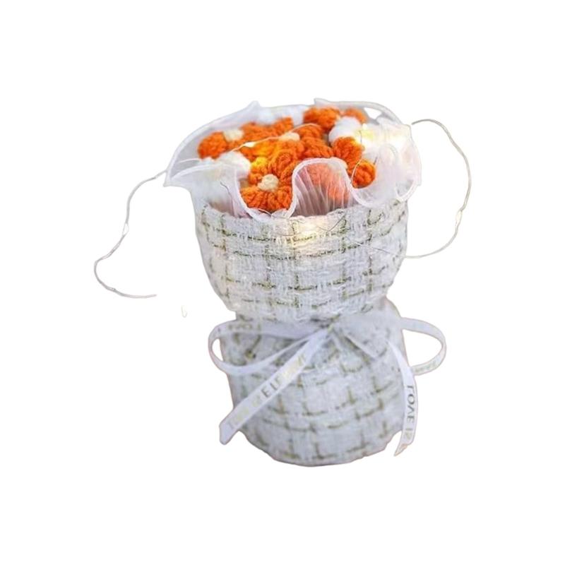 Knitted yarn simulation puff bouquet