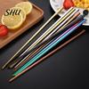 Diner Chopsticks 1 Pair Anti-scalding Color-plated Easy To Use Reusable Chinese Rust Proof High-Temperature Resistant Anti-slip Metal for Canteen