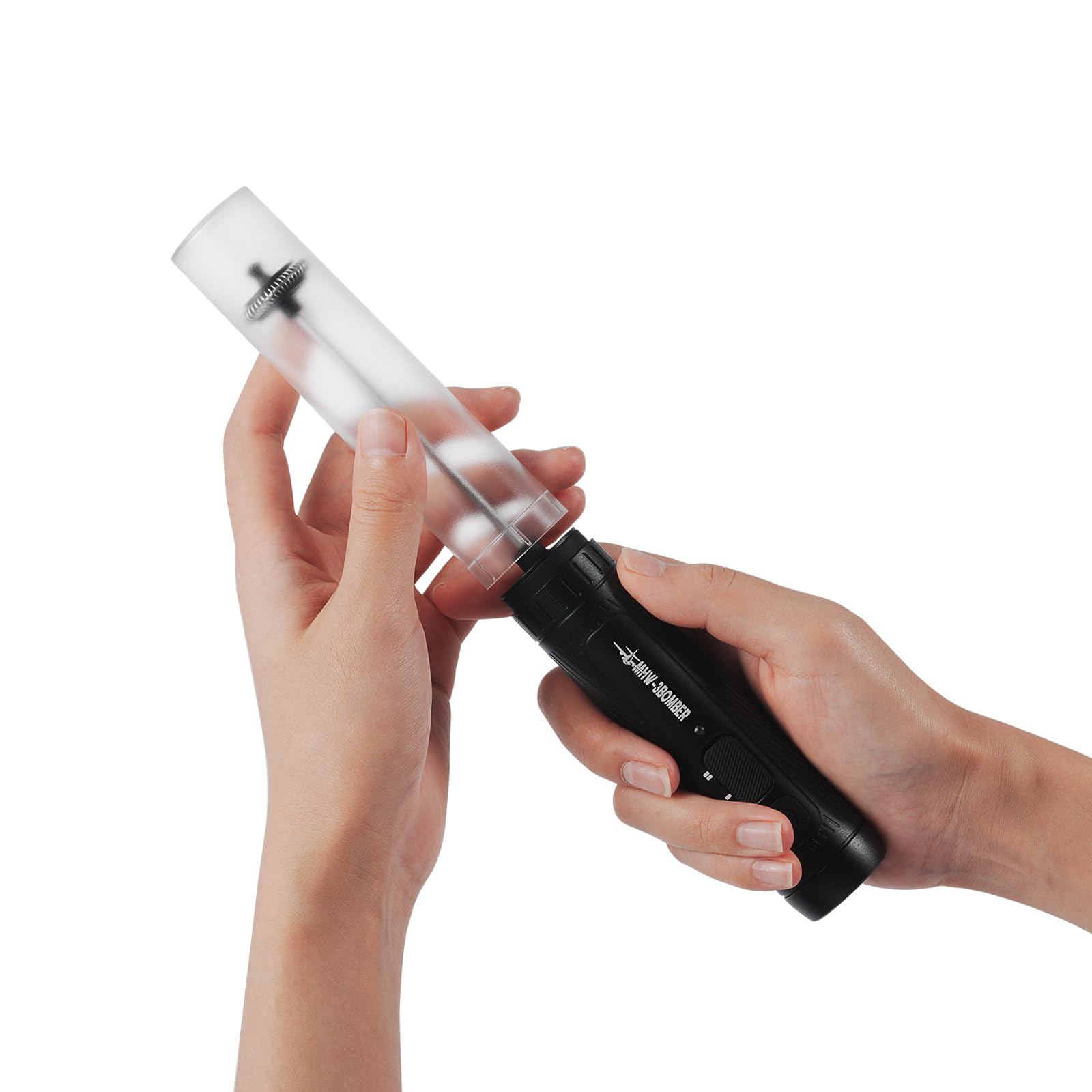 

Electric Milk Rechargeable Milk 2 Level No Angle Adjustment Easy to Handheld Milk Milk Coffee Latte MHW-3BOMBER Foamer, Frother, Adjustment, Required, чорний