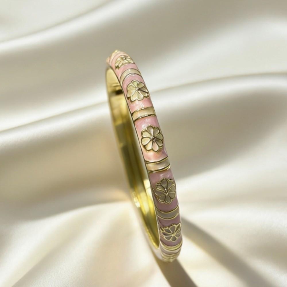 Traditional Flower Bangle Enamel Women's Hand Bracelet Handicraft Vintage Cloisonne Bangle Ladies