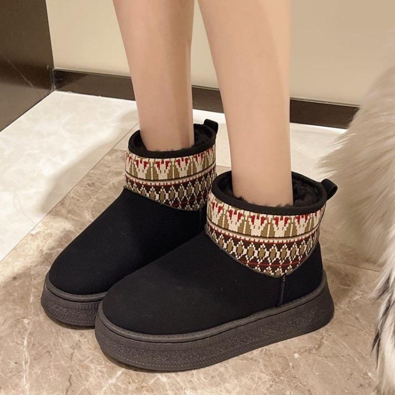 Fashion Winter Chunky Snow Boots for Women Plush Woman Shoes Round Toe Booties On Promotion Large Size Warm Chic and Elegant Footwear