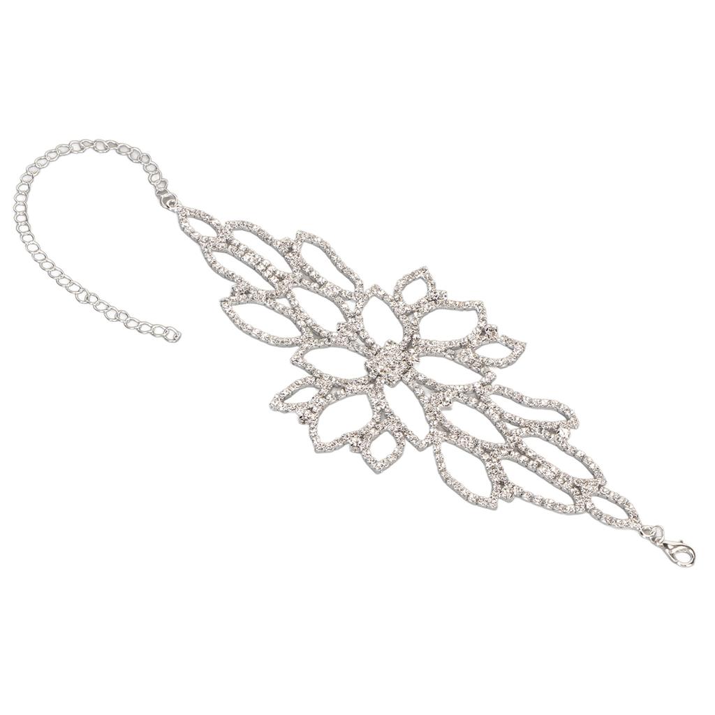 Kwiatowy cyrkoniowy mankiet na ramię w stylu boho, cyrkoniowa bransoletka na ramię, biżuteria dla panny młodej, kobiet, srebrny