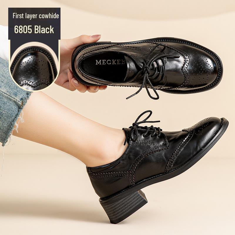 2025 Women's Winter Round Toe Lace-Up Low Heel Modern Retro Shoes