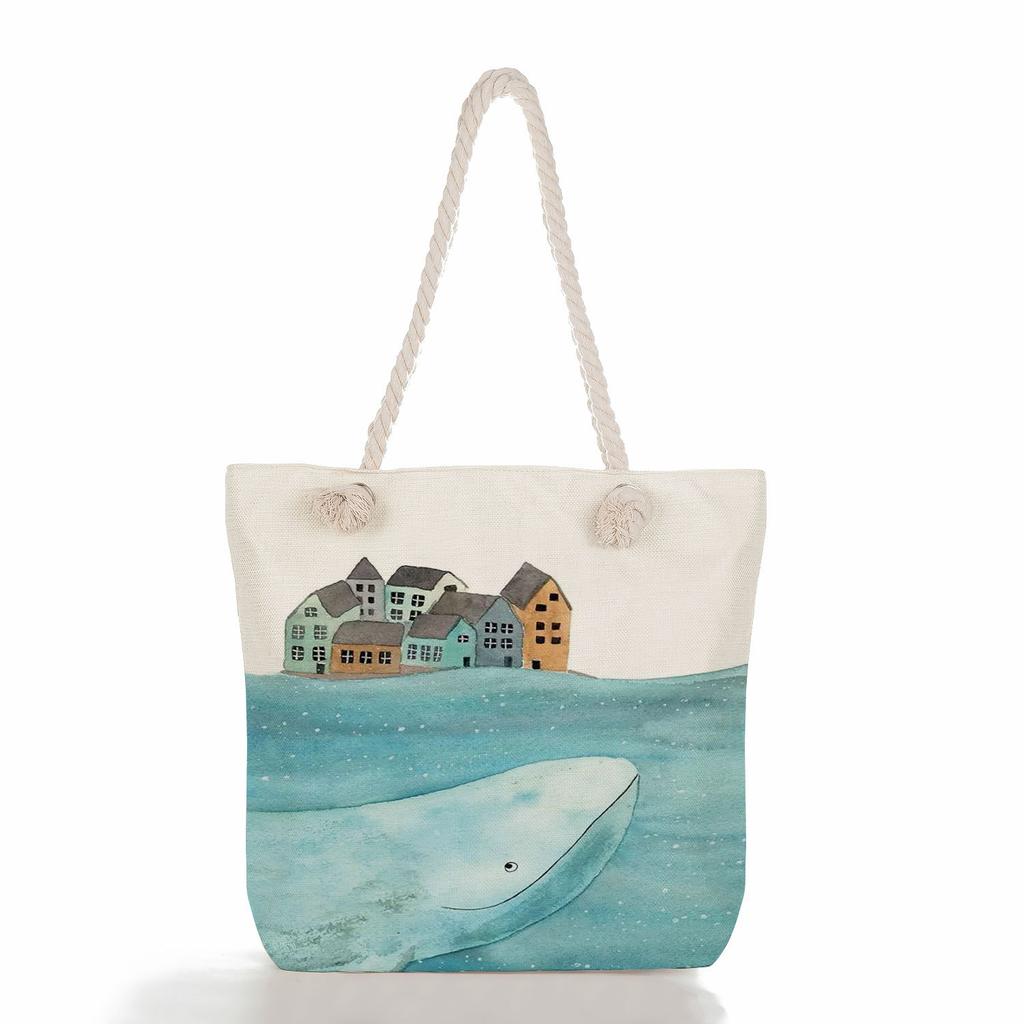 Wal-Mädchen Druck dickes Seil Einzel-Schulter Strandtasche 7271 CLE