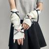 Female Student Kawaii Knitted Arm Cover Sweet And Breathable Lolita Bow Love Half Finger Hand Sleeve Cover