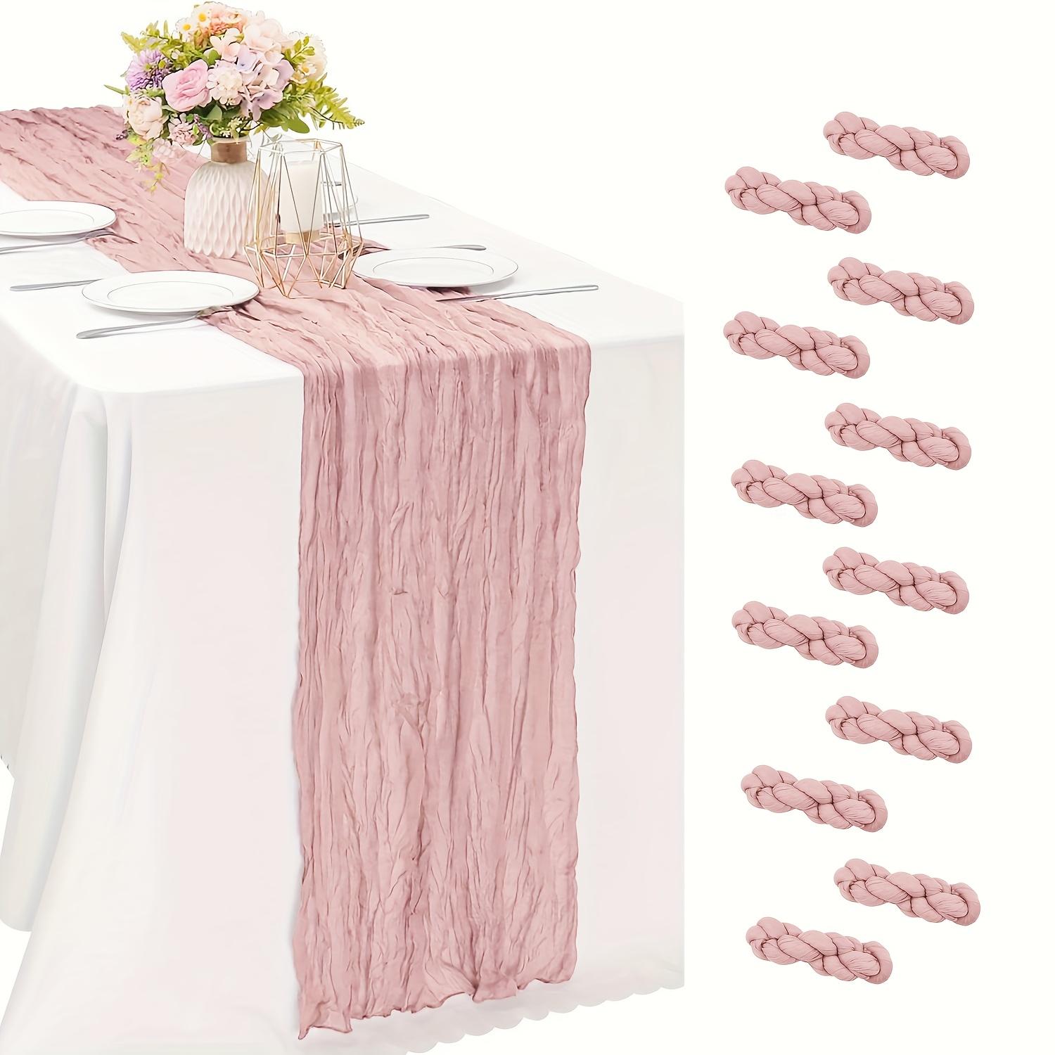 

12pcs Boho Gauze Tablecloth - Polyester Cheese Cloth Roll for Wedding, Birthday Party Decor - Kitchen & Dining Table Cover, Soft Textured Design 12pcs рожевий