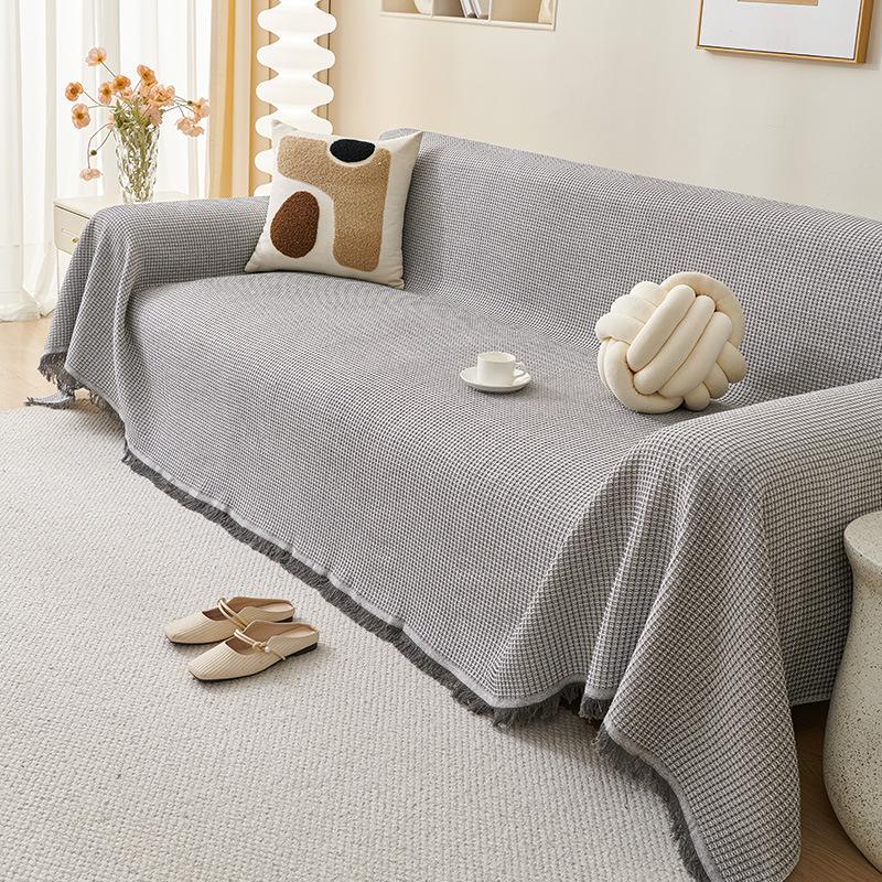 

Винтажное полотенце для дивана, современный роскошный дизайн, универсальный чехол для дивана, нескользящее одеяло для дивана на все времена года, стильный защитник 180*230cm серый