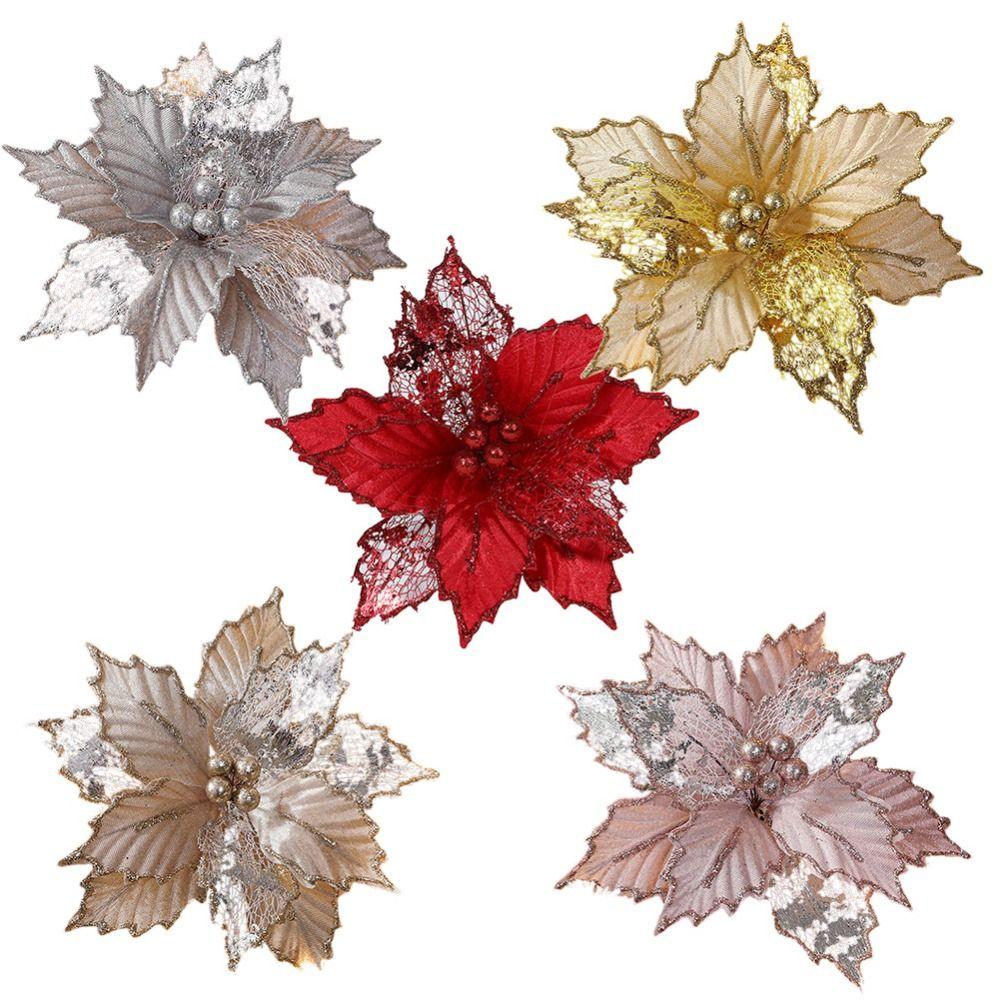 Mixed Leaves Hollow Christmas Flowers Handmade Xmas Decorative Flowers Party Supplies