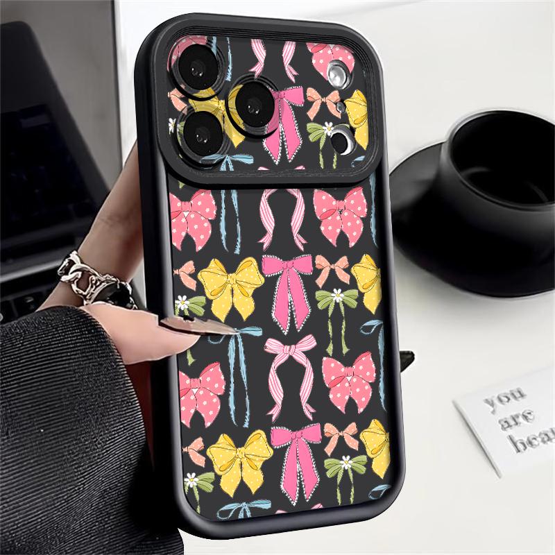 Bowknots Print Phone Case For iPhone 17 Pro Max Shockproof Bumper Soft Cover For iPhone 16 15 14 13 Pro Max 16E 17E