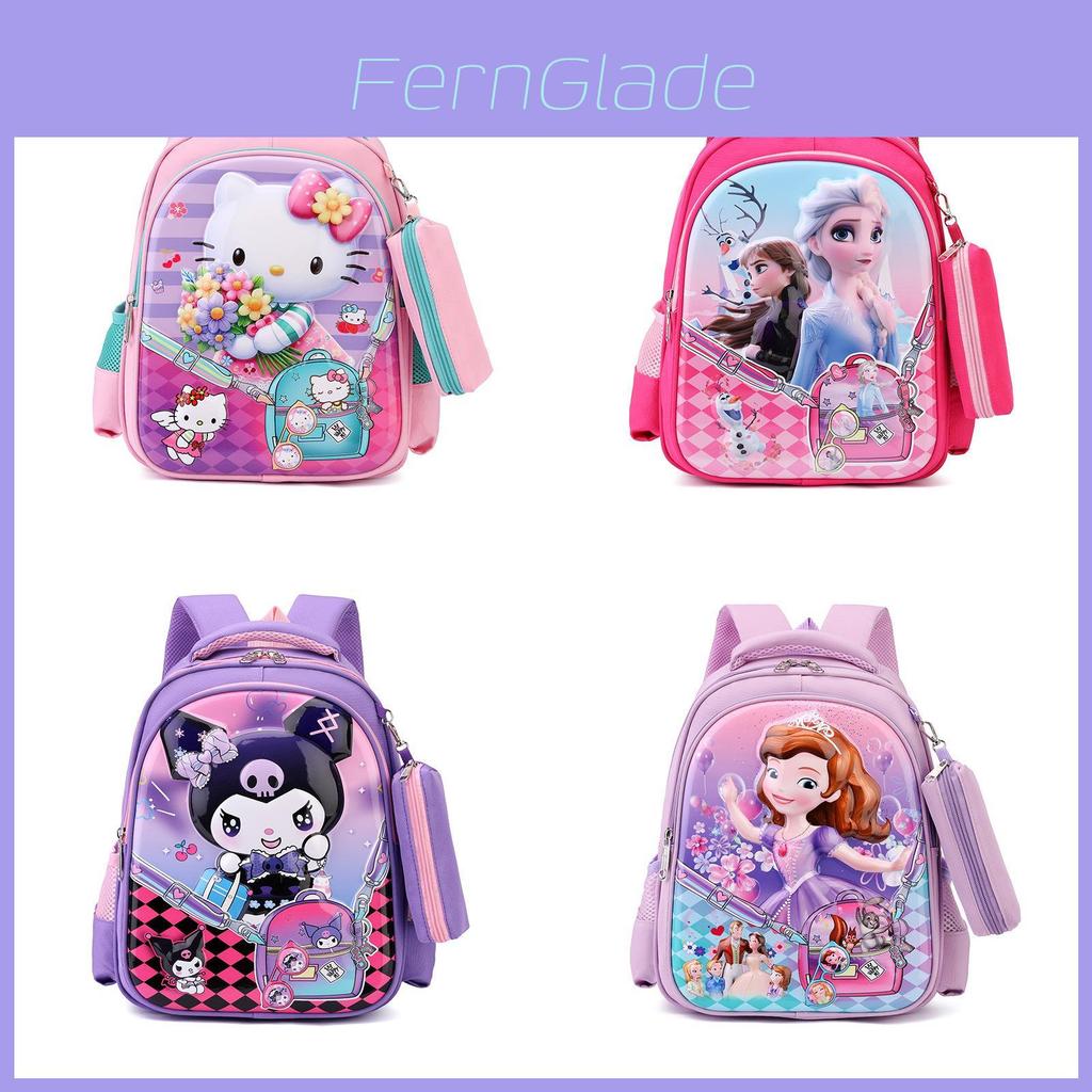 Kuromi Cartoon School Backpack With Oxford Fabric For Elementary School Kids