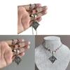 Gothic Bat Pendant Necklace For Women With Alloy Cross Chain Halloween Jewelry