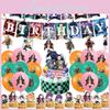 Décorations de fête d'anniversaire impressionnantes Demon Slayer pour enfants avec bannières, ballons et autocollants