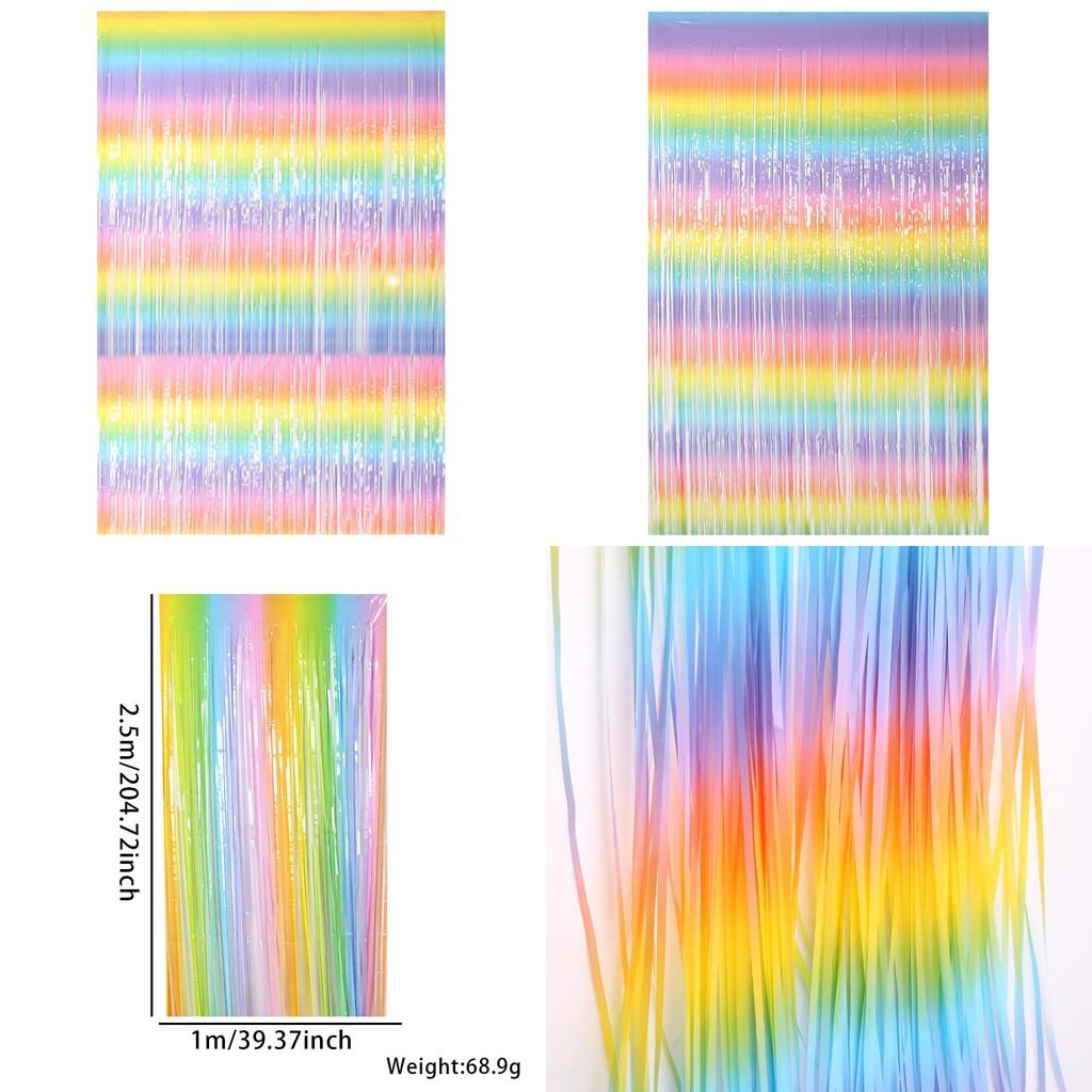 Colorful Macaron Gradient Rain Streamer Curtain For Memorable Birthday And Holiday Events