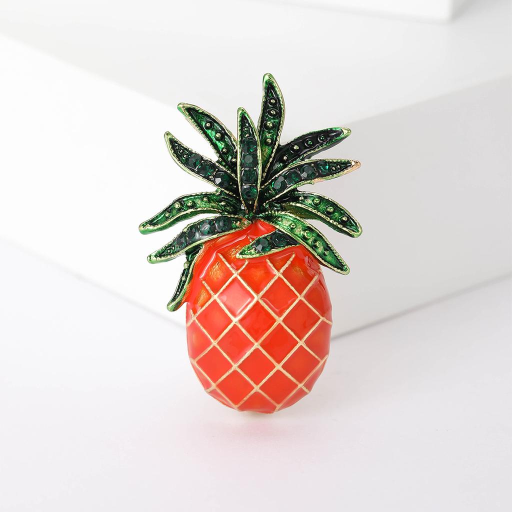 Luxury Rhinestone Pineapple Brooches for Women Enamel Fruit Plant Pins Necklace Event Party Gifts Decoration Clothes Accessories