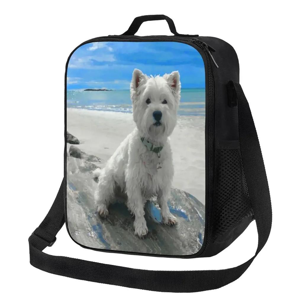 Cute Westie Puppy Dog Resuable Lunch Box for Leakproof West Highland White Terrier Cooler Thermal Food Insulated Lunch Bag