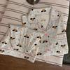 Cute Cute Puppy Pajamas Women'S Summer Thin Plaid Cartoon Loose Loungewear Short-Sleeved Suit