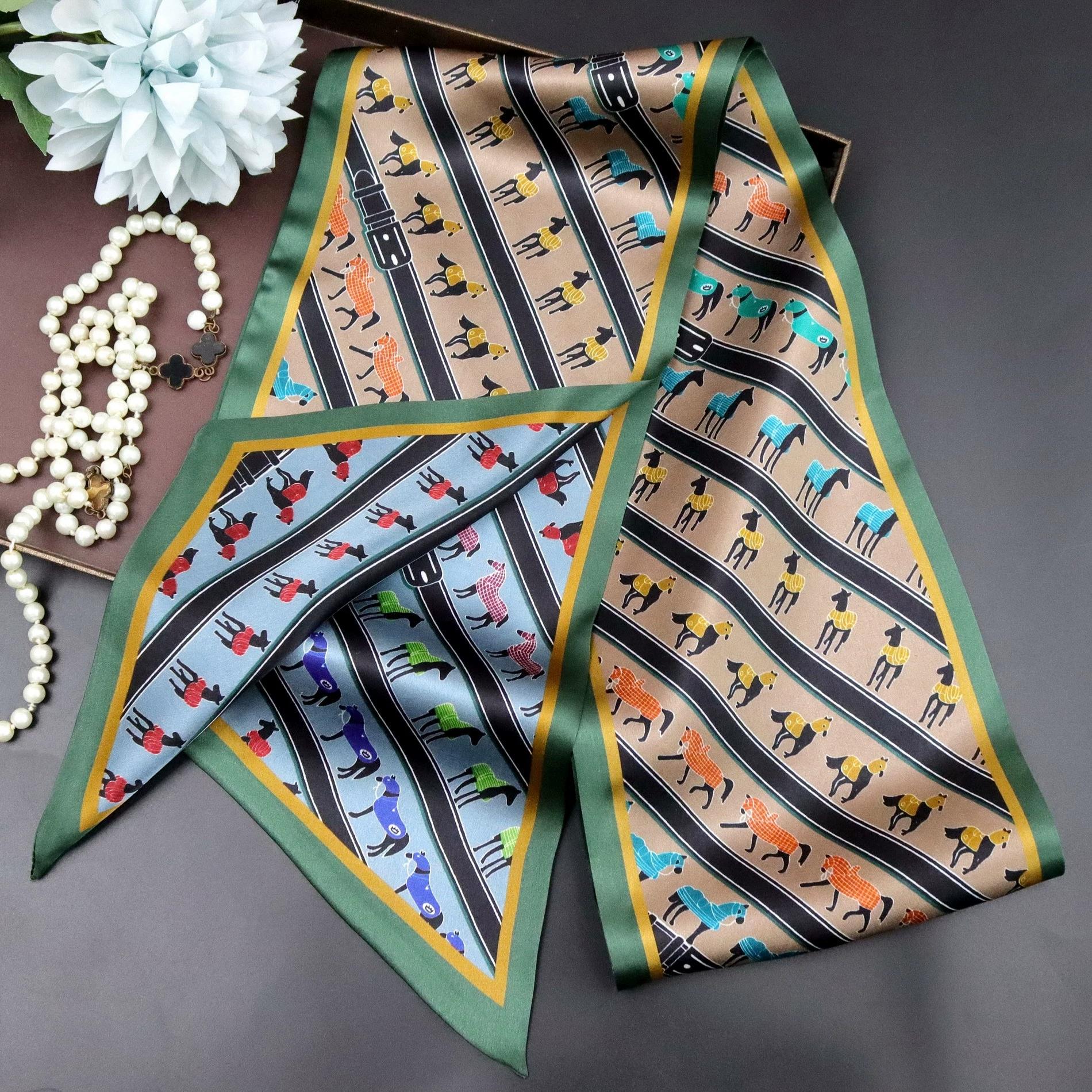 

Mulberry Silk Necktie for Women Versatile Autumn Style Chic Slim Multi-functional Decorative Double-layer 100% Silk Scarf 150x16cm