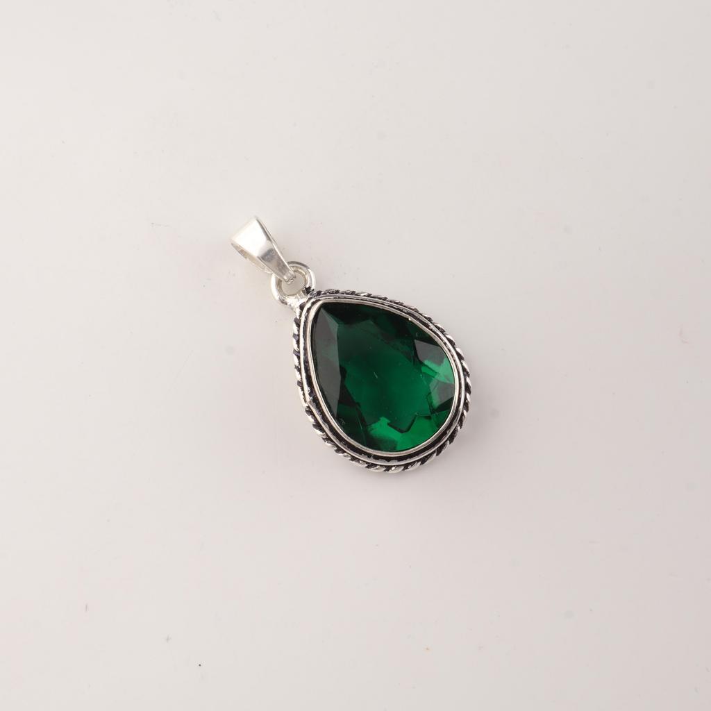 Chrome Diopside Gemstone 925 Sterling Silver Handmade Silver Chain Pendant 1.3" For Gift APP-3-15