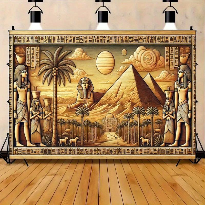 Egyptian-themed party banner, multi-colored ancient Egyptian design background, suitable for indoor and outdoor decoration.