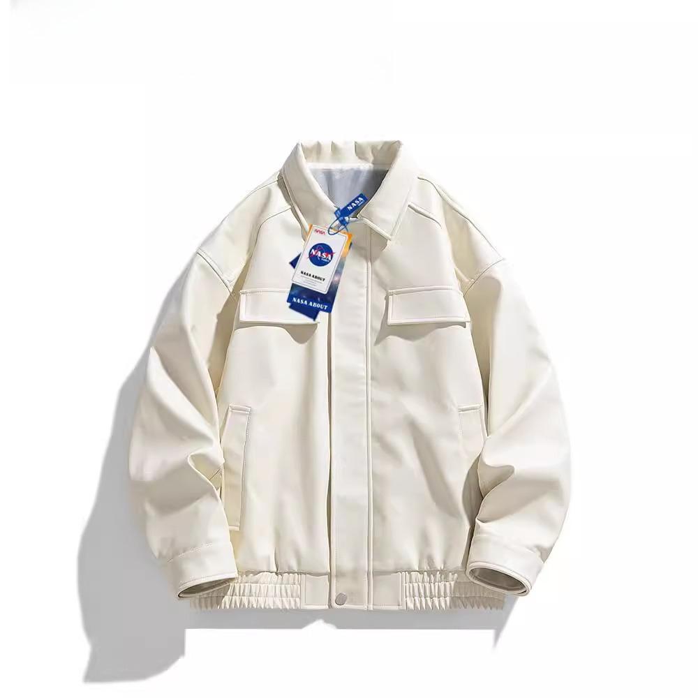 Retro Leather Jacket for Men Spring and Autumn Hip-hop Style Lapel Leather Jacket for Men Loose and Casual Coat