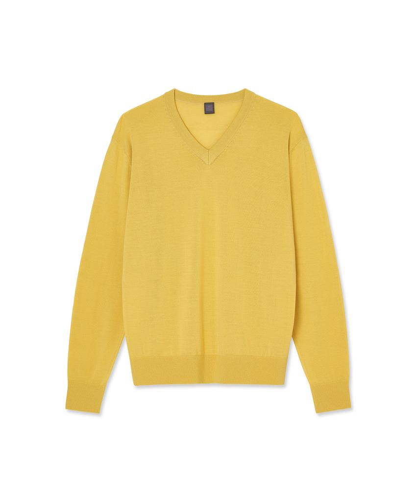 IOLO Silk Blended V-Neck Sweater_Yellow