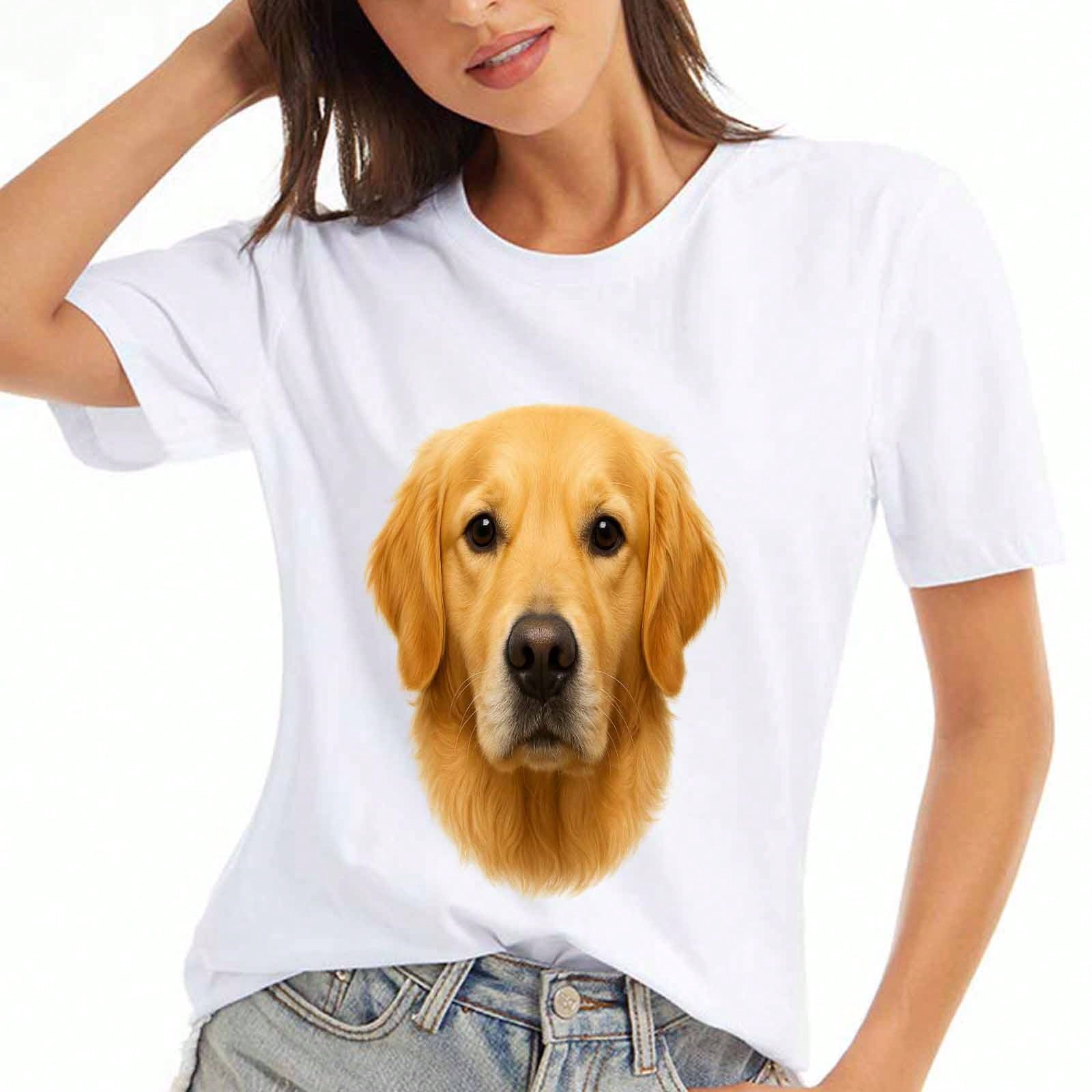 Golden Retriever Dog unisex Cotton T Shirt, Pure Cotton Premium Print, Durable, Casual And Fashionable, Ears Up System Armed Funny T Shirt, Dog Lover, S