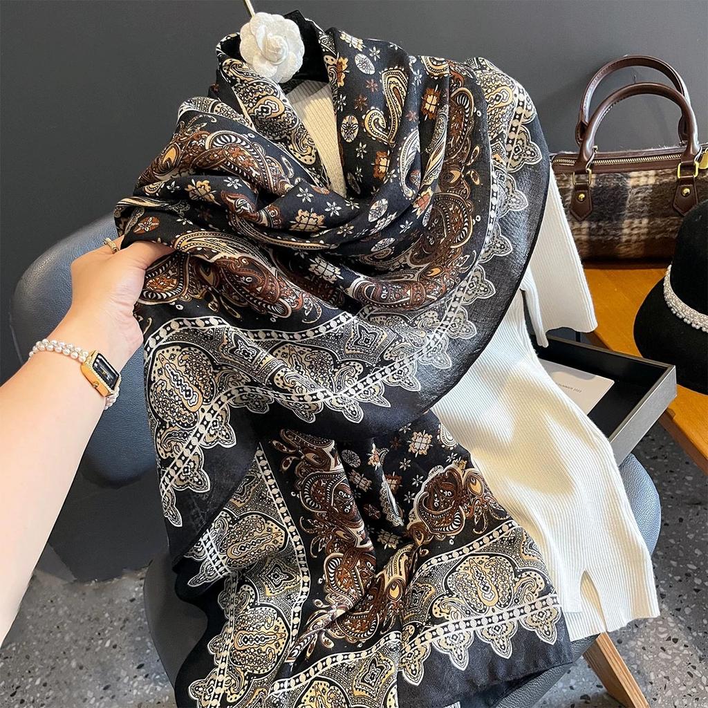90*180 Elegant Ethnic Large Scarf For Women Chic Cashew Print Beach Towel Neck Scarf And Wraps For Ladies