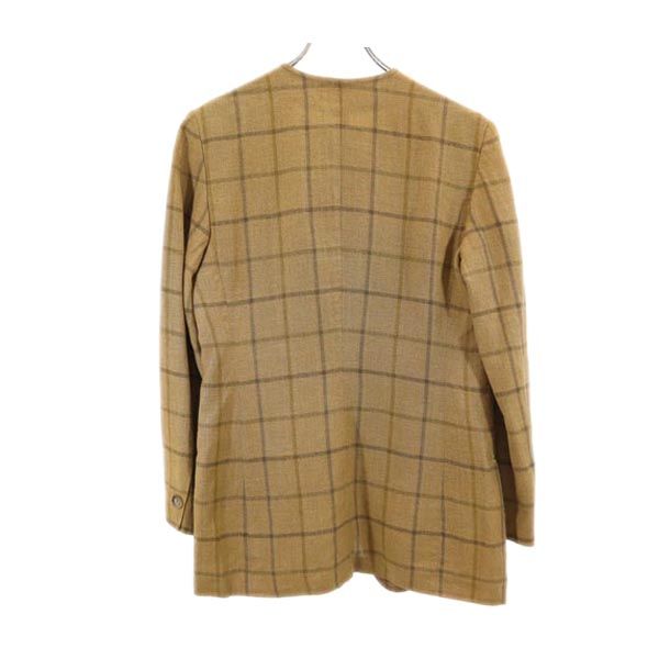 Emporio Armani Made In Italy Linen Blend Check No Color Jacket 42 Brown Women Used