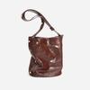 Niche Large-capacity Bucket Bag Pleated Cowhide Shoulder Bag Trendy Casual Leather Women's Bag Commuter Messenger Bag