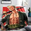 One Piece Charakter Print Flaneldecke, Hohe Qualität, Bequem für alle Jahreszeiten, Heimdekoration, Wärme und Komfort, Perfekt für Weihnachtsgeschenke