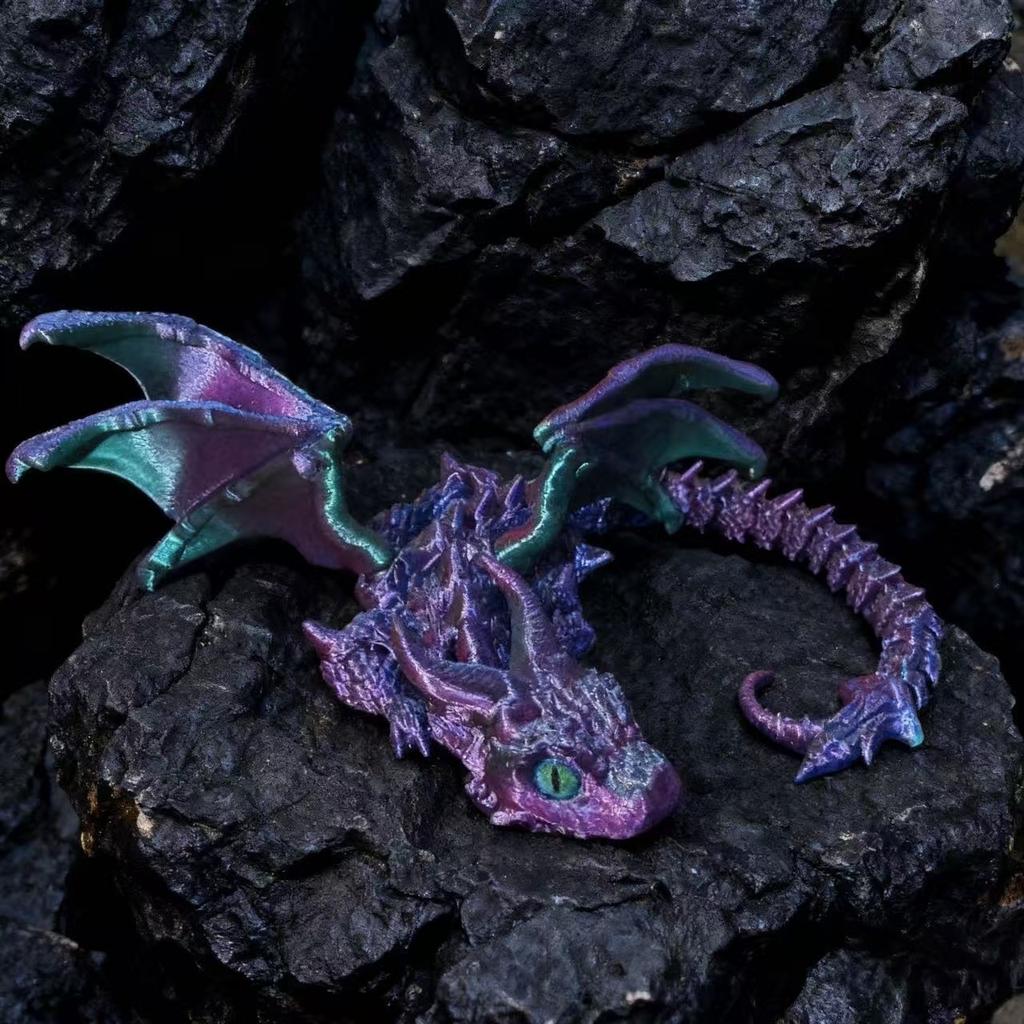 3D Printed Magic Dragon With Wings Movable Joint Fidget Toy Rotatable Articulated Office Desktop Ornament Adults Kid Crafts Gift