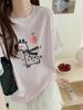 Korean Cartoon Pony Embroidered Lace Trim T-shirt, Women's Loose Short Sleeve Round Neck Cotton Casual Top