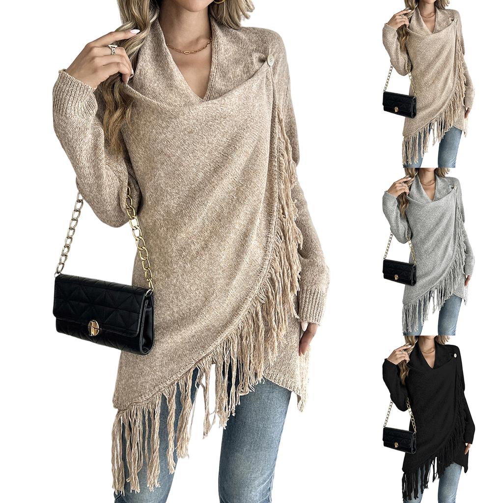 Women's Asymmetric Cardigan Sweater with Buttons and for Casual Outwear