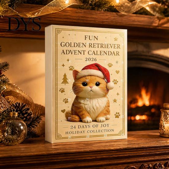 Christmas Box 2026 Advent Calendar, 24 Days Countdown Calendar with 2D Acrylic Holiday Dog/Horse/Cat/Animals Pendants, Mini Animal Hanging Ornaments