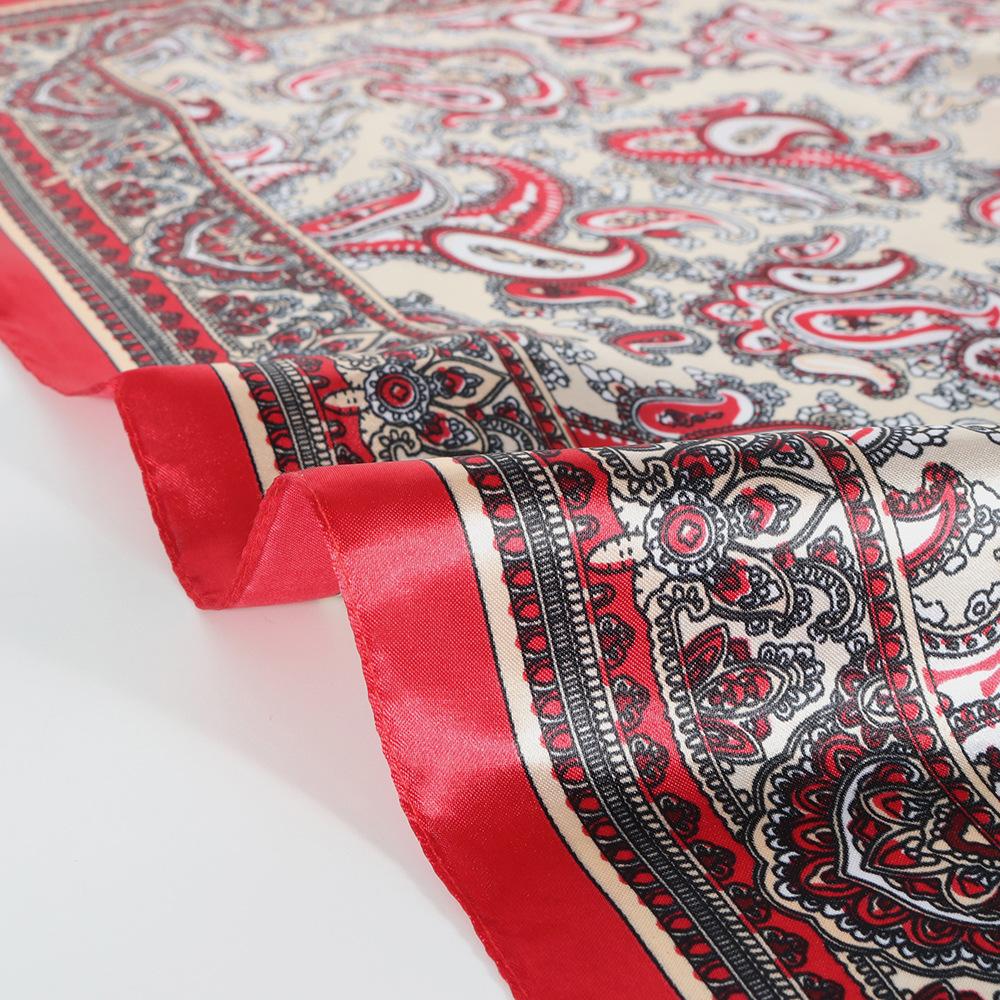 Professional Suit Silk Scarf 60Cm Satin Imitation Silk Small Square Scarf Retro Cashew Print Silk Scarf Women