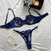 Sweet Lace Embroidered Mesh See-Through Lingerie Set