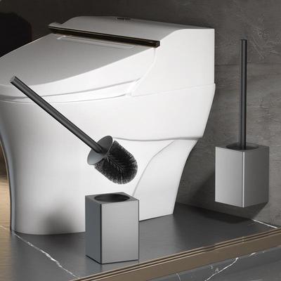 Wall-Mounted Space Aluminum Toilet Brush Set - Punch-Free Cleaning Solution 