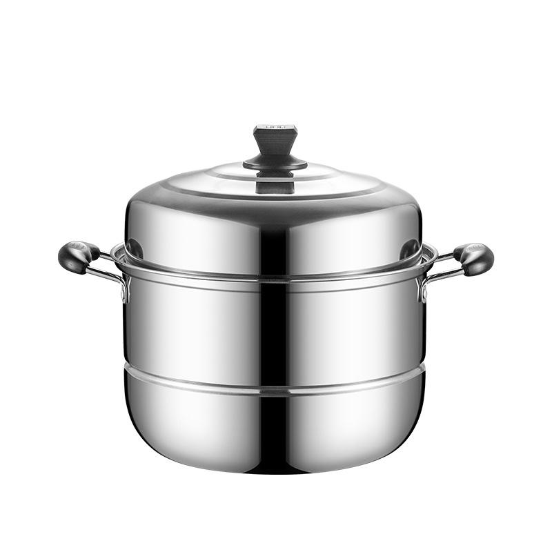 

Stainless Steel Multi-Layer Steamer Pot | Large Two-Layer Basket for Mantou, Fish, and Soup Cooking 28cm