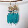 Bohemian Pearl Crystal Flower Long Feather Earrings For Women Vintage Boho Chain Beads Handmade Wedding Earrings Female Zircon