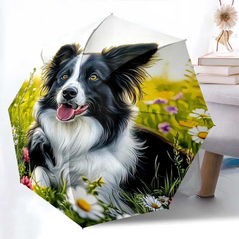 

1PC cute dog pet puppy Umbrella Portable Folding Umbrella Iron Frame Hole Bone Structure Outdoor Home Umbrella A1