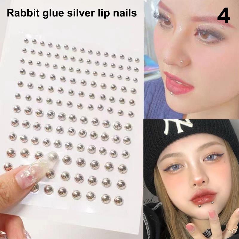 1 Blatt Nicht-Piercing Lippen-Nagel-Aufkleber Selbstklebend Wasserdicht Wiederverwendbar Falscher Lippen-Nagel Augenbrauenring Körper Bauchnabel Schmuck