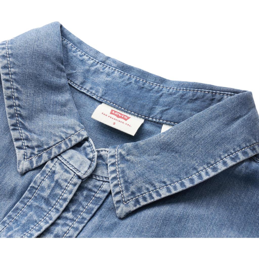 Levis SS24 Summer Collection Denim Solid Color Loose Long Sleeve Shirt Women shirts Dark-Blue 001BO-0000