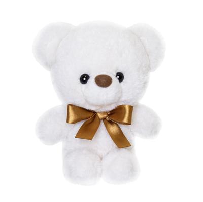 AURORA Fluffy Plush Bear with SS Ribbon, White,