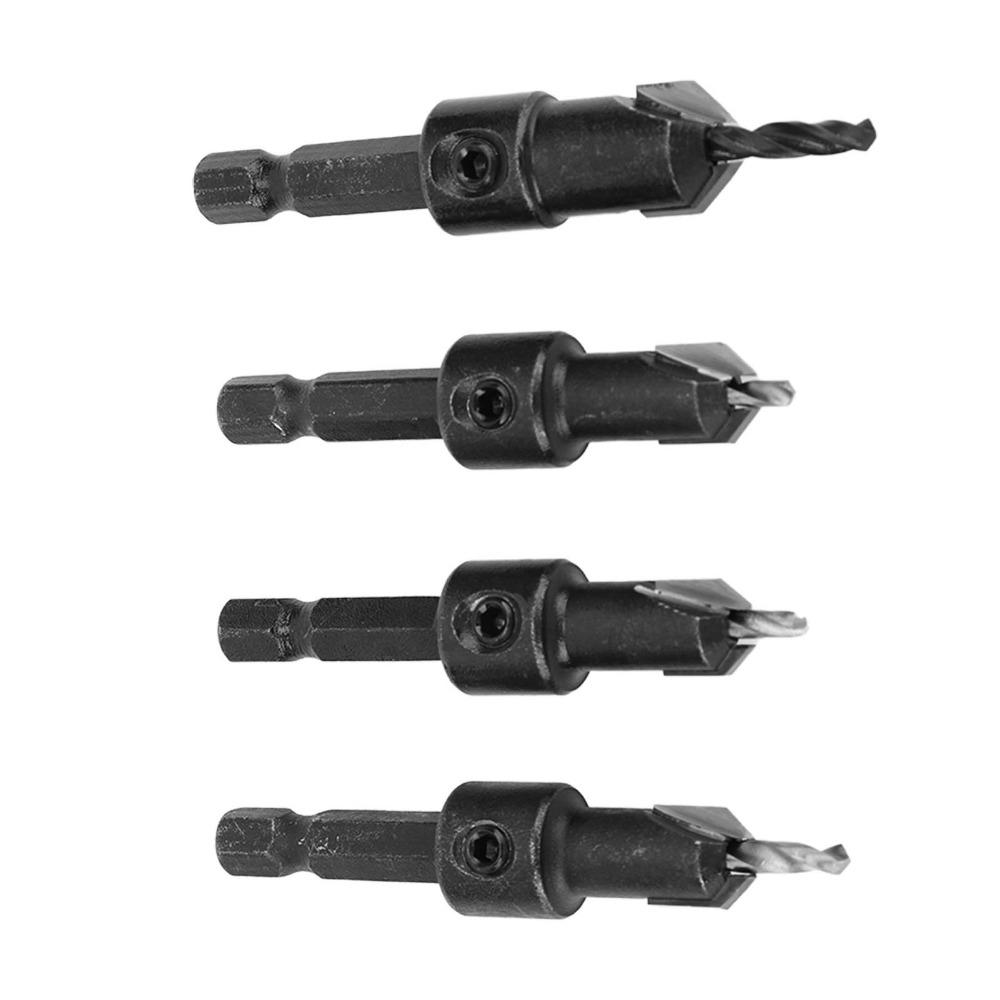 4pcs Adjustable Depth Countersink Drill Bit Set Countersunk Drilling Bit  For Self Tapping Screws
