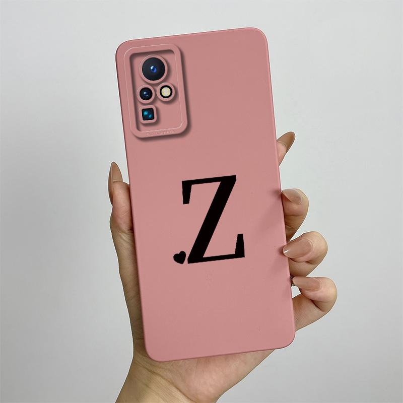 Case for Infinix Zero X Neo ZERO X Pro Phone Case Cute Initial Letters Square Liquid Silicone Shockproof Back Bumper Shell Cover
