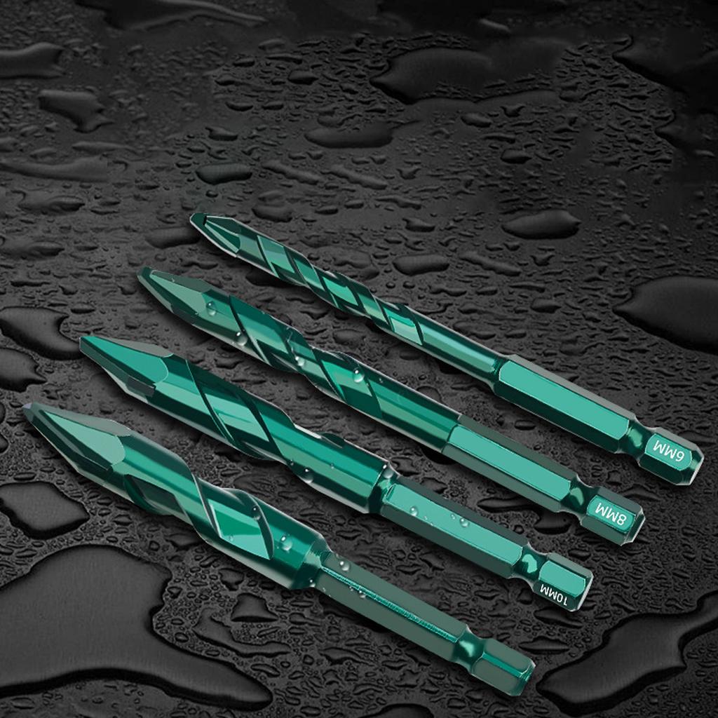 High Strength Oblique Head Eccentric Drill Bit Concrete Drill Bit Set 6/8/10/12mm for Glass Tile Ceramic
