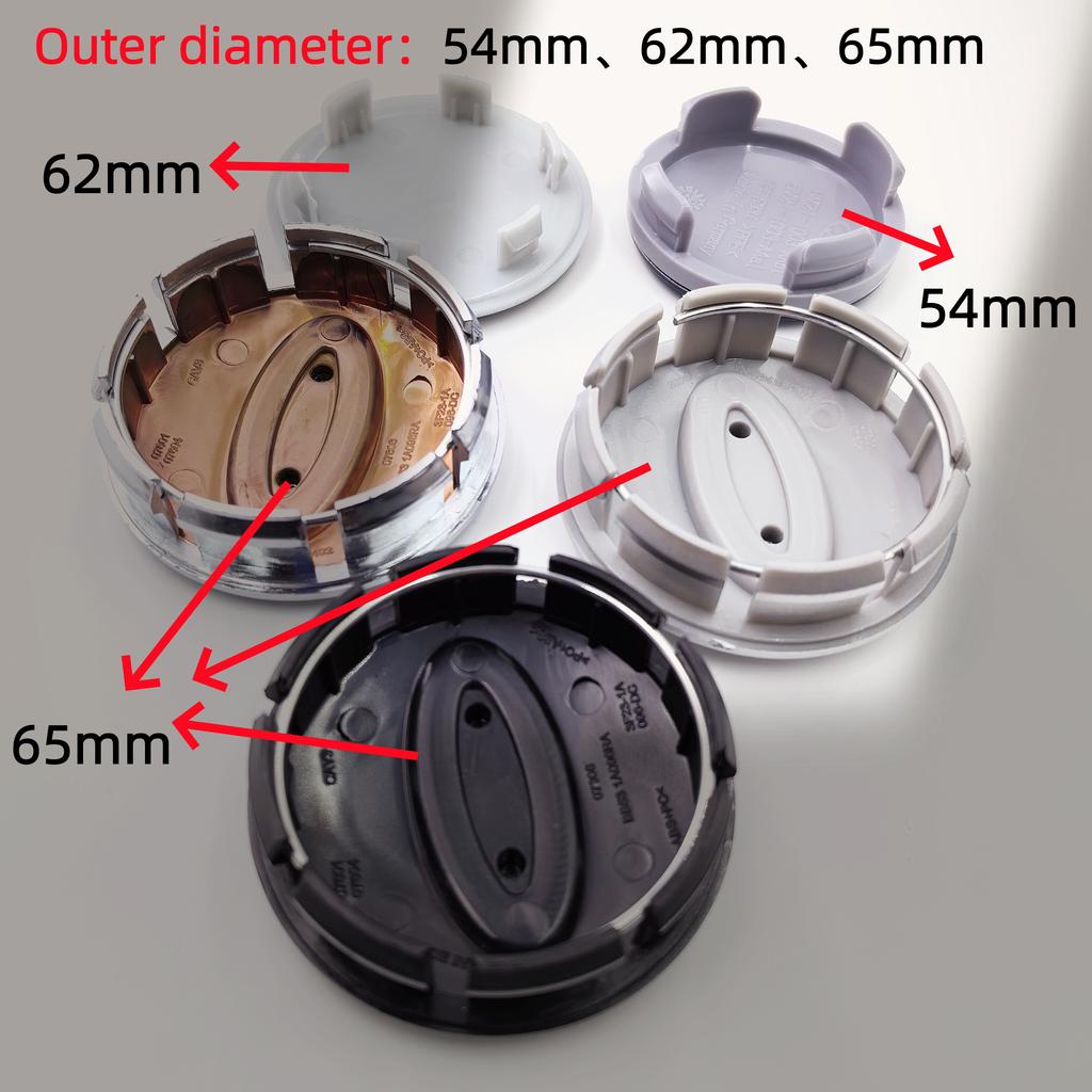 4pcs Car Wheel Center Caps 54/62/65mm Hub Center Cap Covers Metal Emblem Cap forFord Wheel Hub Cover