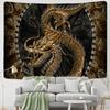 Dark Golden Dragon Pattern Tapestry Wall Hanging Abstract Mysterious Ancient Art Living Room Bedroom Home Decor
