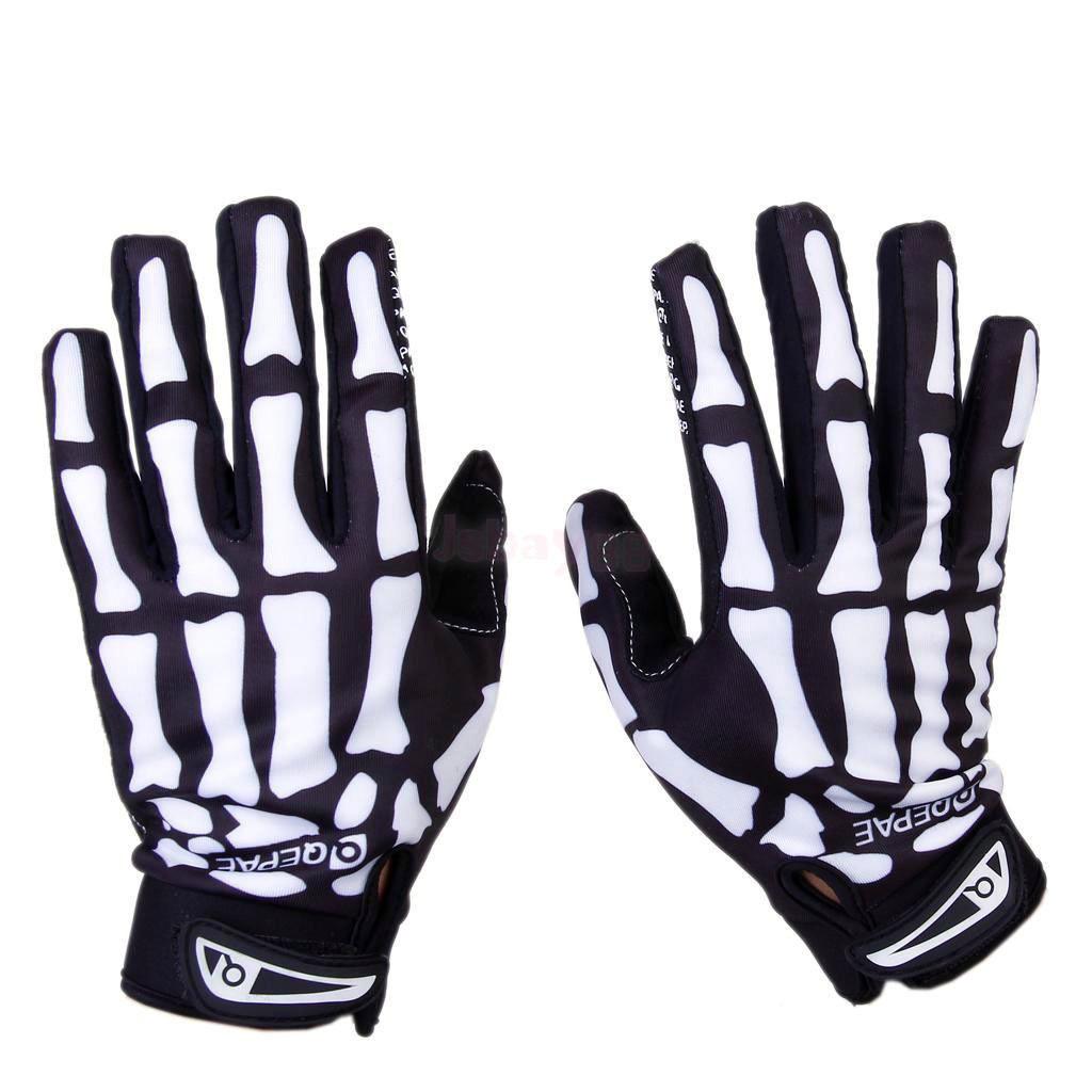 

Bone Biker Skeleton Gloves Racing Cycling Motorcycle Mechanics Goth Finger Full L